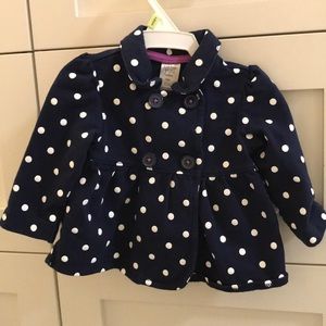 Just One You navy blue with white polka dot jacket